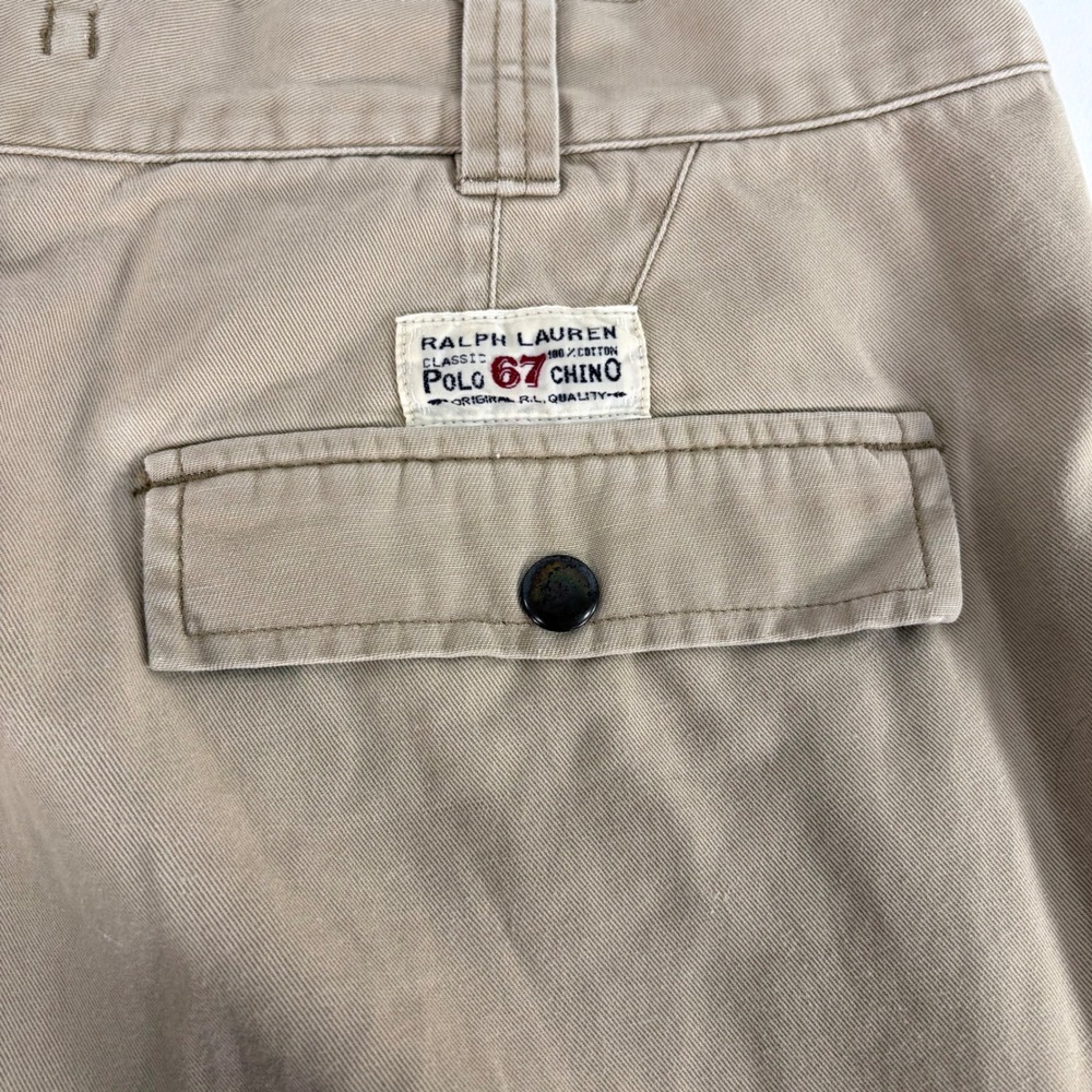 Polo Ralph Lauren Cargo Pants Tan Khaki Cotton Chino Utility Mens 46x30 VTG 90s - Picture 10 of 16